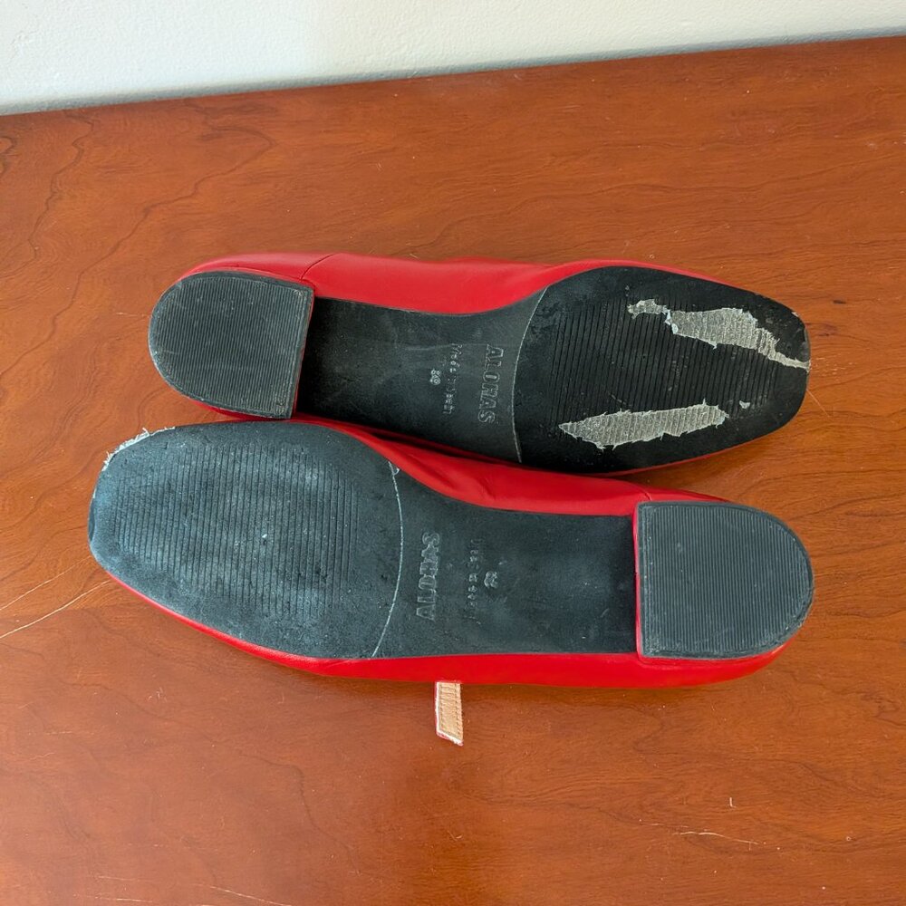 ALOHAS Por Do Sol Red Leather Ballet Mary Jane Flats 8.5 39 - Picture 3 of 3